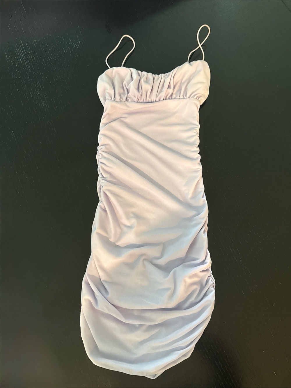 Lilac Ruched Spaghetti Strap Bodycon Dress